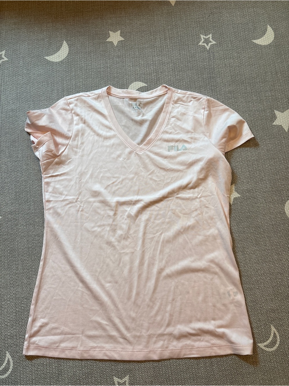Fila Women's Pale Pink V-Neck Short Sleeve Tee